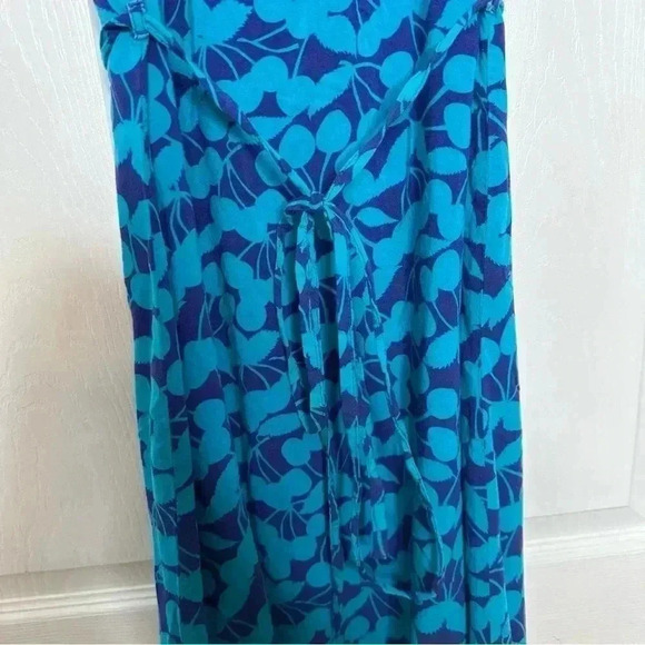 George Midi Dress Tie  Waist Blue Floral Size Medium - Picture 6 of 16